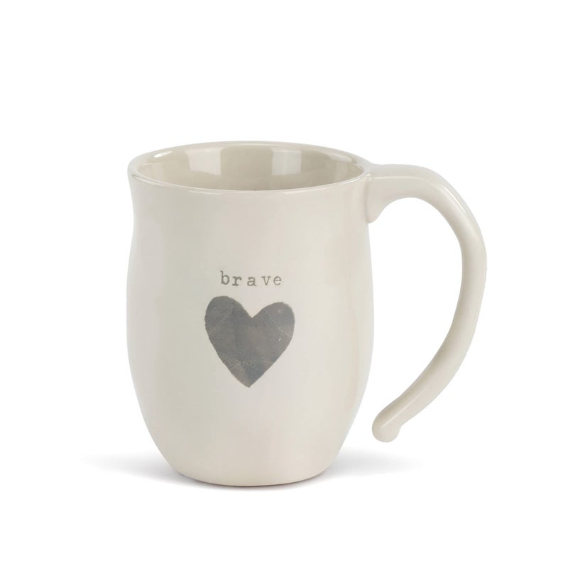 DEMDACO Happy Heart Cream Inspirational 16 ounce Ceramic Stoneware Coffee Mug - Image 1